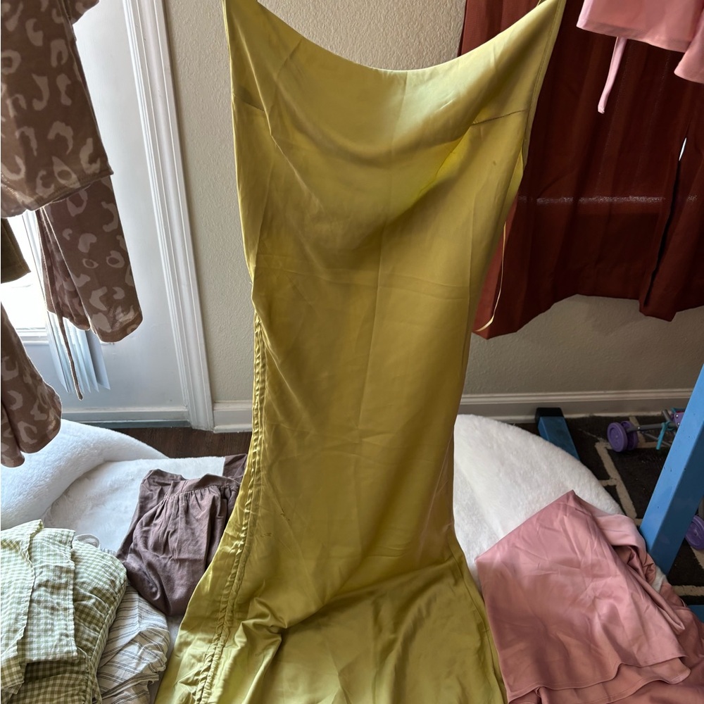 Elegant Yellow Satin Dress